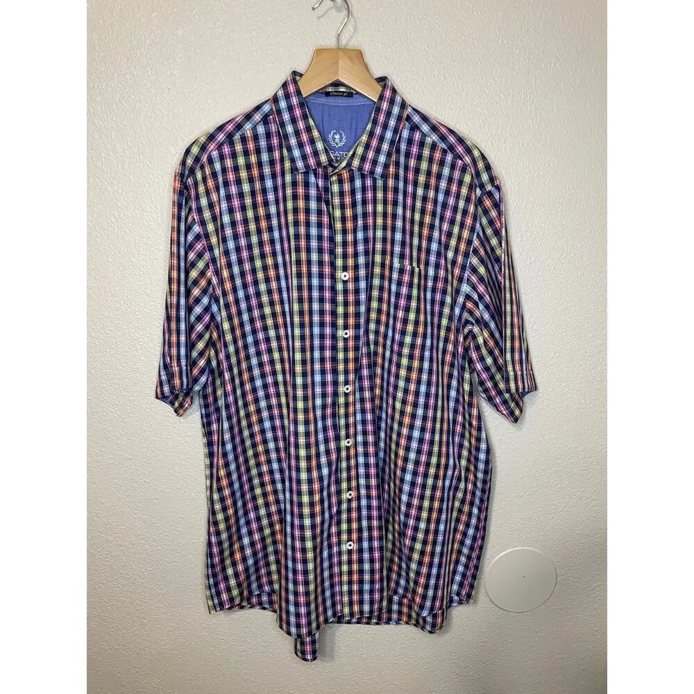 Bugatchi Men’s Casual Classic Fit Short Sleeve Multicolor Gingham Cotton Top XL - Picture 10 of 12